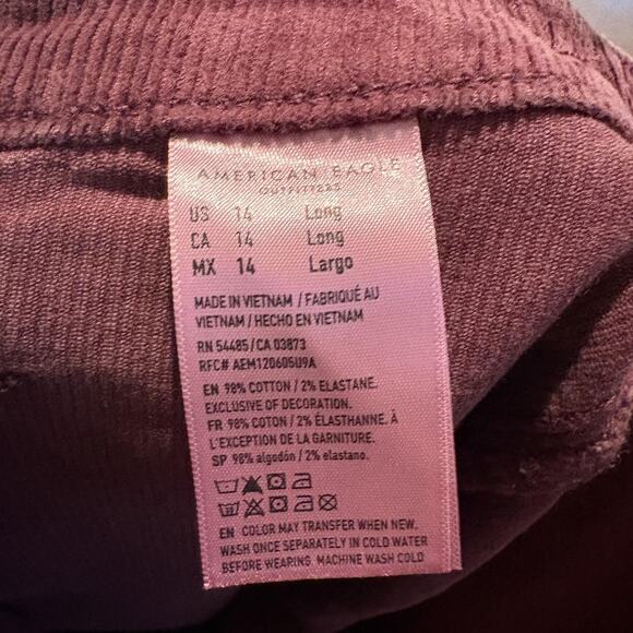 NWT American Eagle Pants Womens 14 Long Tall Burgundy Corduroy Stretch Skinny - Picture 3 of 16